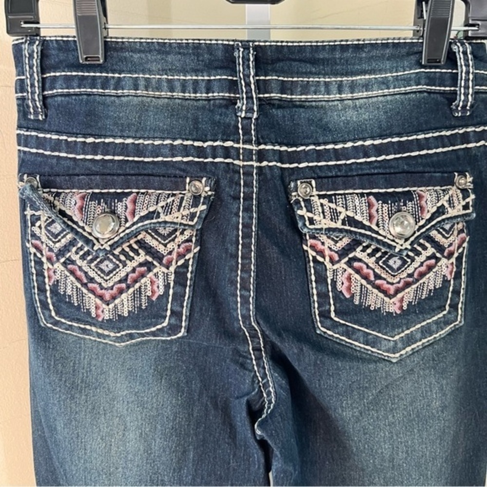 Faded Glory Vintage 90s Jeans Heavily Embellished Blinged‎ Pockets Size 8 Boot